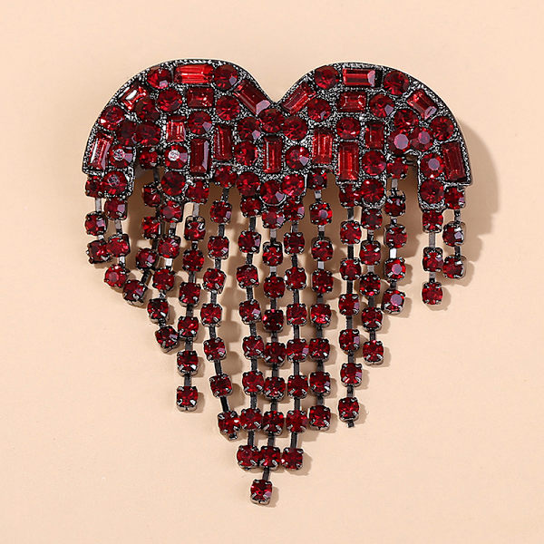 Klassisk Blood Rhinestone Heart Form Lapel Pins Lång Tråd