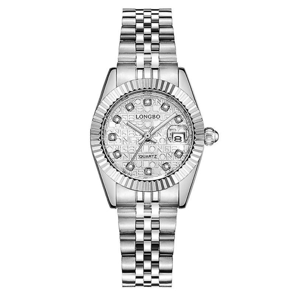 LONGBO 80435 Fashion Crystal Dial Full Steel Enkel datumdisplay Vattentät