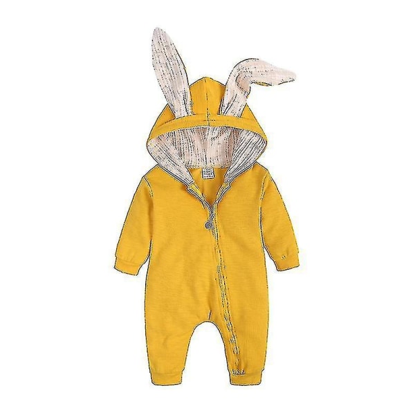 Cartoon Bunny Easter Hoodie Outfits Rompers Bomullsdragkedja Rompers Yellow