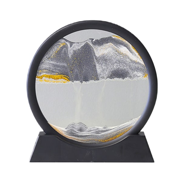 Rörlig sand ram konst bild glas 3D sandlandskap i rörelse Gift black and white