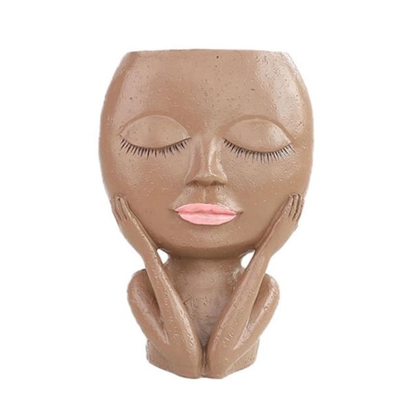 Girl Face Head Staty Docka Blomkruka D D D