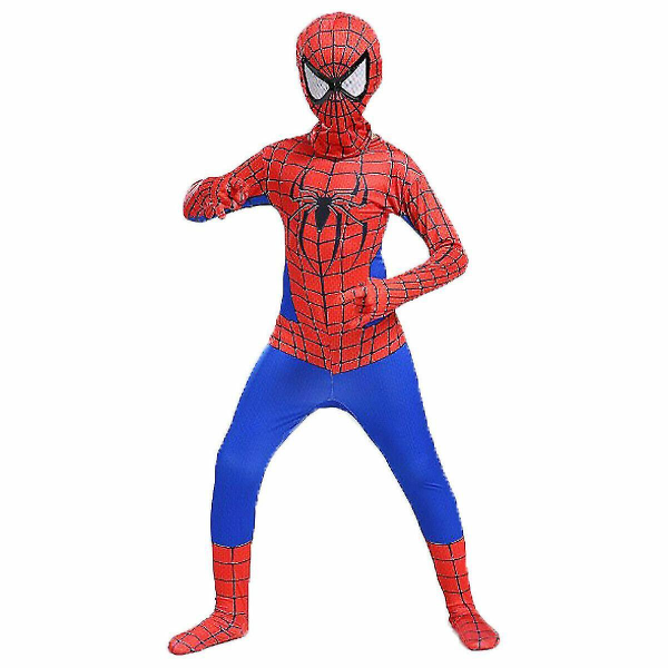 Super Hero Spiderman Cosplay Kids Fancy Dress Jumpsuit Xmas Gifts.-1 blue red