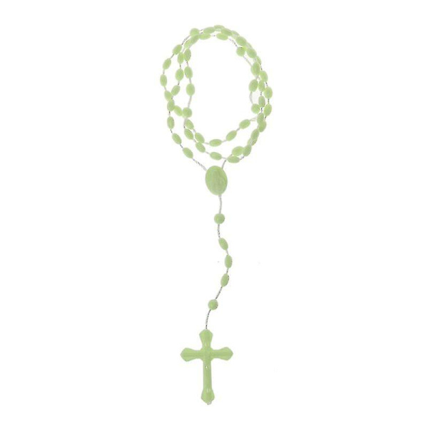 Plast Rosenkrans pärlor lysande halsband katolicism bön religiösa smycken Green