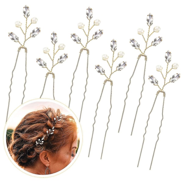 10 stycken Pearl Crystal Bröllopshårnålar Rhinestone Blomma Bröllop Hårbit Vintage hårtillbehör