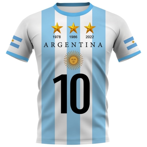 Argentina Storlek 10 T-shirt 3D kortärmad T-shirt med kort ärm style 3 5XL