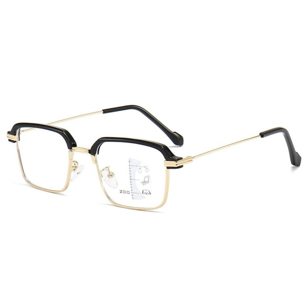 Anti-blått ljus Läsglasögon Fyrkantiga glasögon GULD STYRKA Gold Strength 350