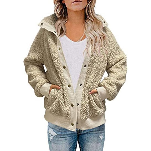 Dam Vinterjacka Enfärgad Lapel Lamm Wool Jacka apricot 2xl