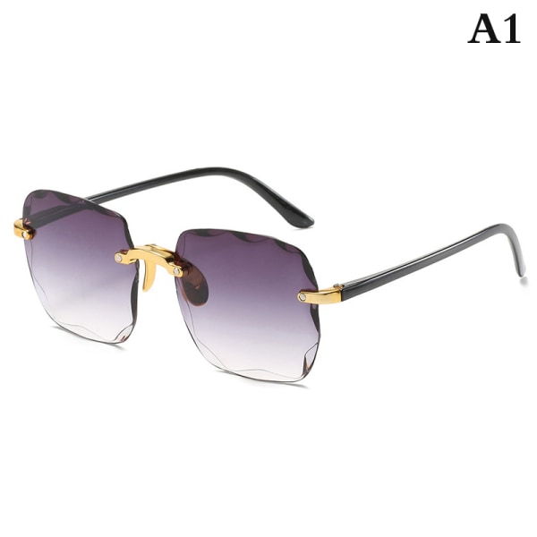 UV400 Skydd Fyrkantiga båglösa solglasögon för kvinnor Tonade Fra A1