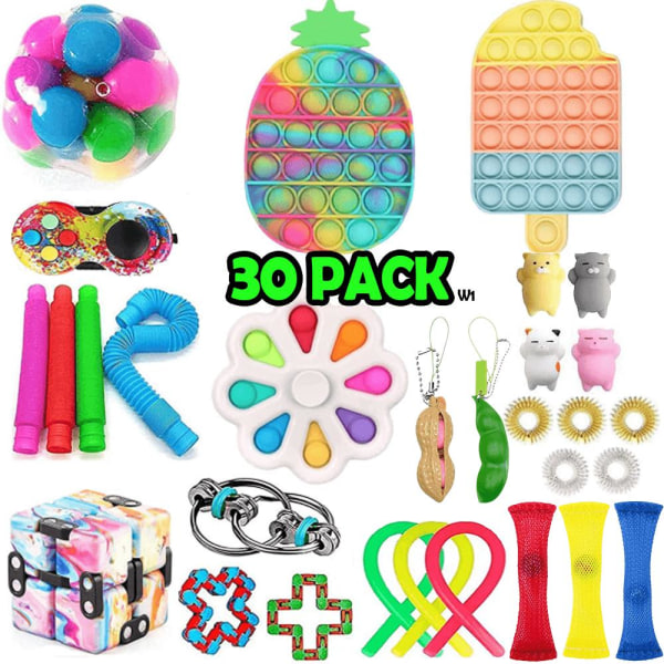 30 Pack Fidget Toy Set Pop it Sensory Toy för Vuxna & Barn (Pack multicolor
