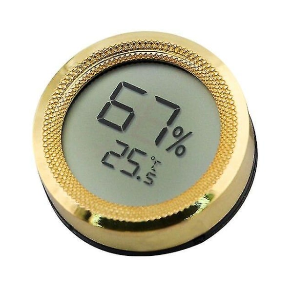 Cigarr Humidor Hygrometer Mini Digital LCD Display Sensor Gold