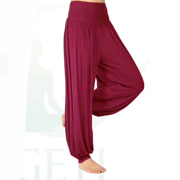 Dam Harlan Yoga Lös Lös Elastisk Hög midja Red wine,M