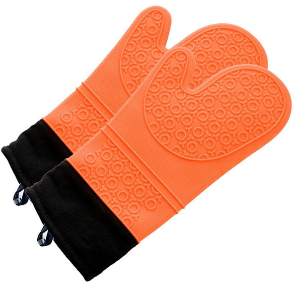 Halkfria ugnsvantar Matlagningssilikonhandskar Orange A pair-A pair