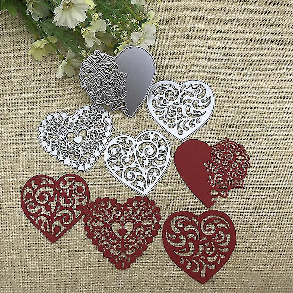 4 st/ set Spets Kärlek Metall Skärning Dies Stenciler för gör-det-själv Scrapbooking Dekorativ prägling Hantverk D