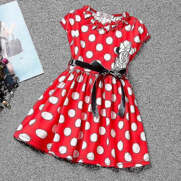 Kids Minnie Mouse Cartoon Sundress Bowknot Swing Skater Klänning för 2-7-åriga flickor C