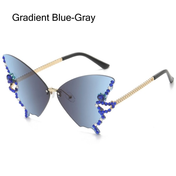 Diamond Butterfly Solglasögon Bling Solglasögon GRADIENT Gradient Blue-Gray