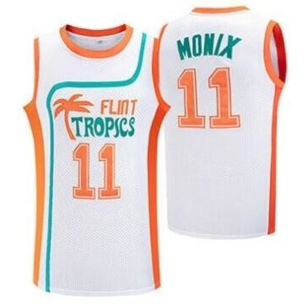 Flint Tropics baskettröja #11 Ed Monix Jersey träningsoverall white L