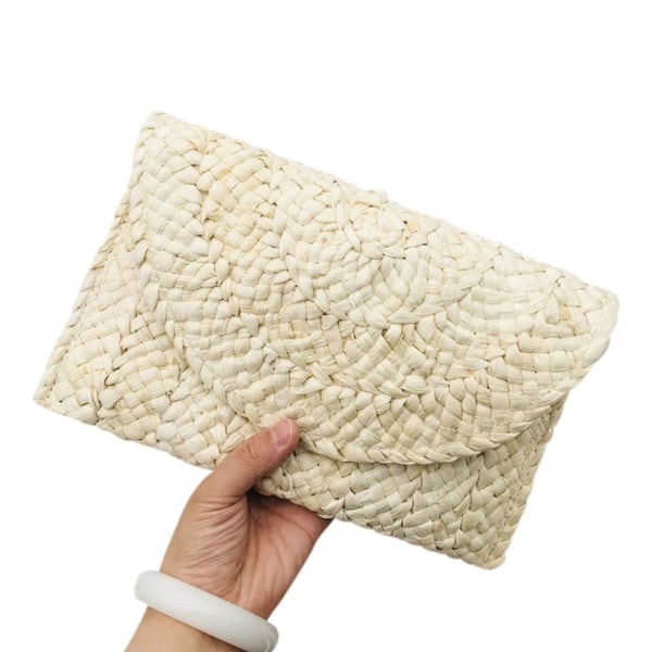 Corn Fur Woven Bag Square Clutch Bags BEIGE beige