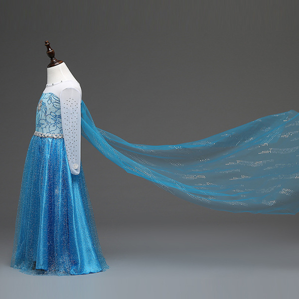 Prinsessklänning + Handskar/Stöd/Tiara/Fläta Mörkblå 110 cm 110 cm