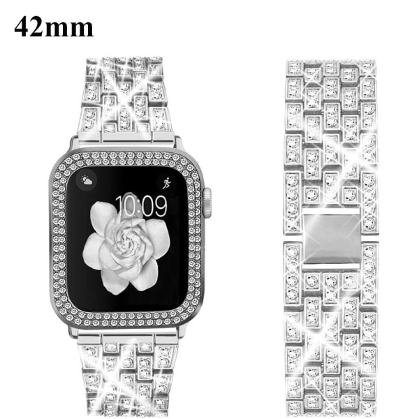 Klockarmband i metall med diamanter för Apple Watch silver 42mm