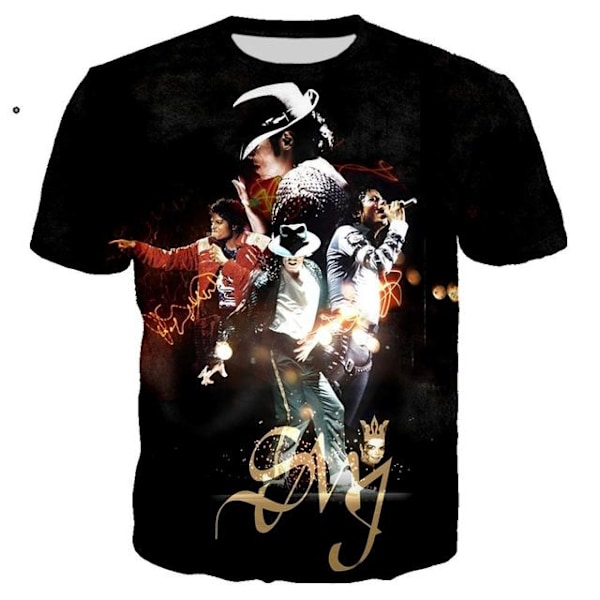 Michael Jackson Print 3D Sommar Casual T-shirt Street Hip Hop style 6 L