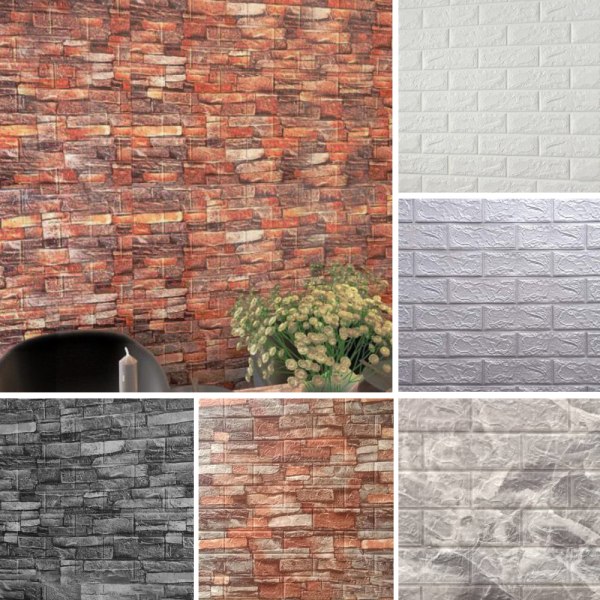 10-pack 3D Kakel Tegelvägg Klistermärke Självhäftande tapet grey&silver 10PCS