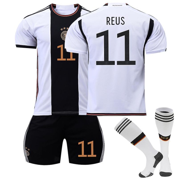 22-23 Qatar World Cup Tyskland Hemma tröja Fotboll Träningsdräkt REUS 11 Kids 16(90-100CM)