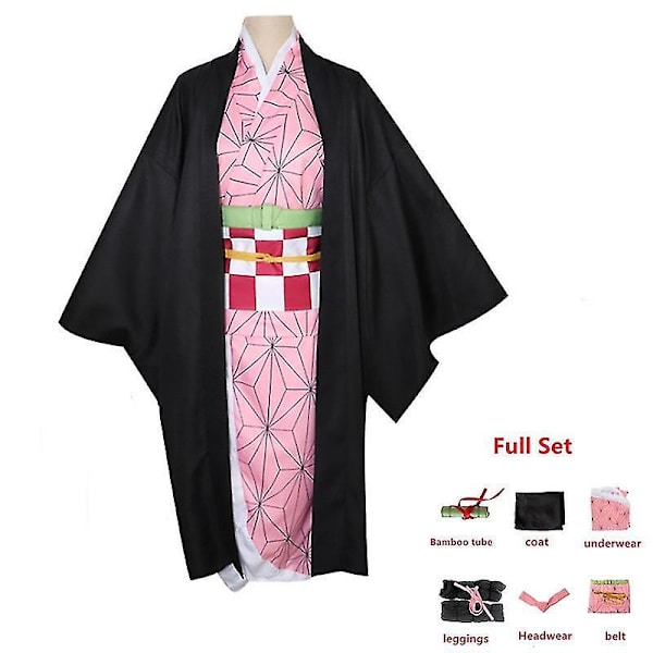 Anime Demon Slayer Kimetsu No Yaiba Cosplay Costume Nezuko Kamado Kimono Uniform Halloween Kläder A2