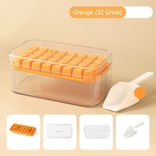 Ice Cube-bricka Ice Cube Maker Mould ORANGE 32 GASTER 32 RASTER Orange 32 Grids-32 Grids