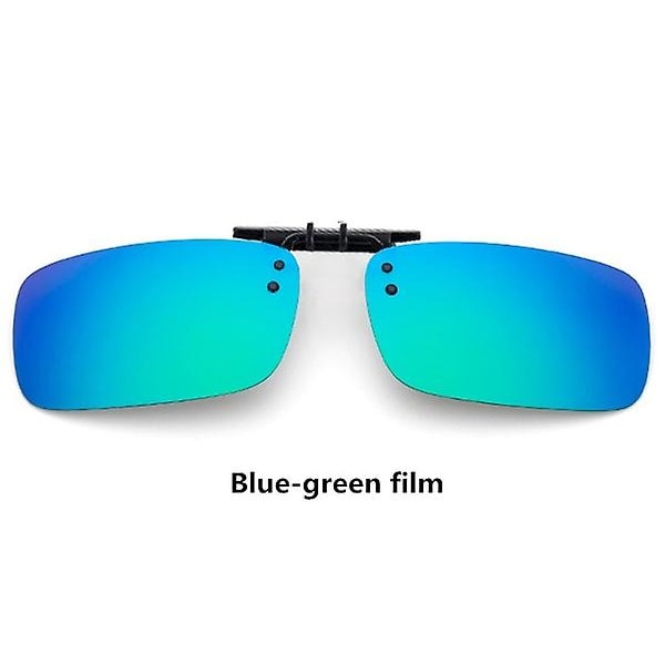 Polarized Mirror Uv400 Lens Clip On Flip Solglasögon Glasögon blue green film