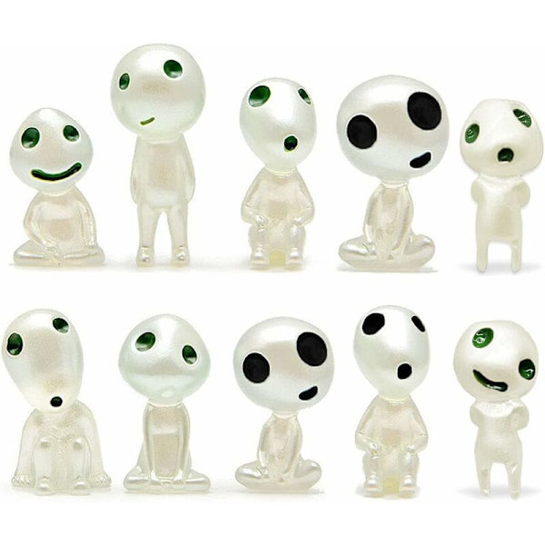 10 Trädelffigurer Prinsessan Mononoke Lysande Träd Alver Docka Ornament Spirit Kodama Trädgårdsskötsel i krukväxt Dekoration Micr