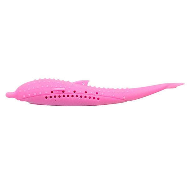 Husdjurskatt, fiskformad tandborste, husdjur med kattmynta, silikon pink