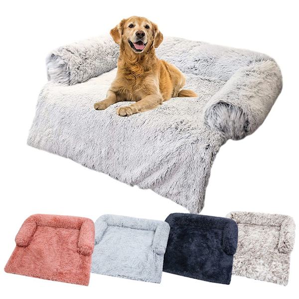 Avtagbar Plysch Pet Bed Dog Soffa MÖRKGRÅ 62X62X15CM dark grey 62x62x15cm