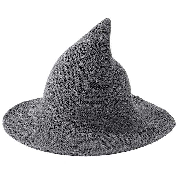 häxmössa ullstickad mössa party maskerad halloween cosplay Navy Gray