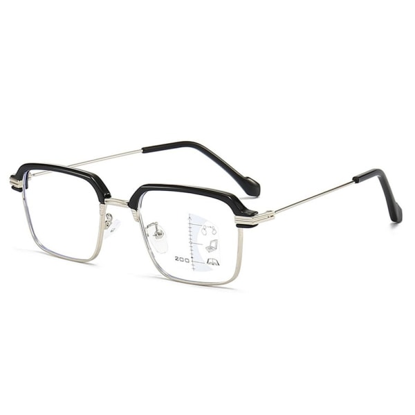 Anti-blått ljus Läsglasögon Fyrkantiga glasögon SILVER Silver Strength 200