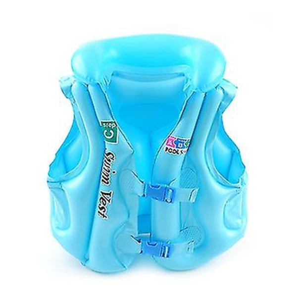 Pvc Kids Float Uppblåsbar Baddräkt Simskyddsväst Blue M(10-30kg)