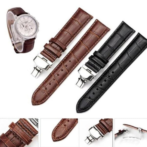 Klockarmband i äkta läder 12 mm-22 mm armband Armbandsur Pink 16mm