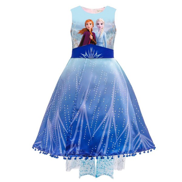 Girls Frozen Elsa Princess Dress Cosplay Kostym Festklänning rose red 110cm blue 110cm