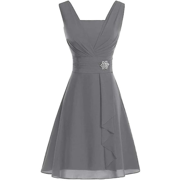 Kvinnor Vintage Scoop Neck Midi Dress Ärmlös A-Line Tank Dress grey M