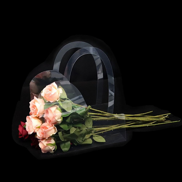 Transparent Flower Box Bukett Blomma Förpackningspåsar HJÄRTAFORM Heart Shape