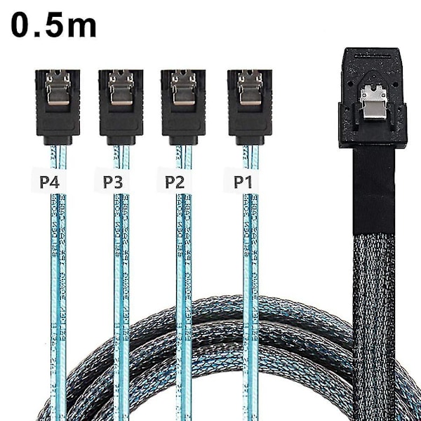 Mini Sas 36pin (sff-8087) hane till 4 Sata 7pin honkabel, Mini Sas värd/kontroller till 4 Sata mål/bakplan