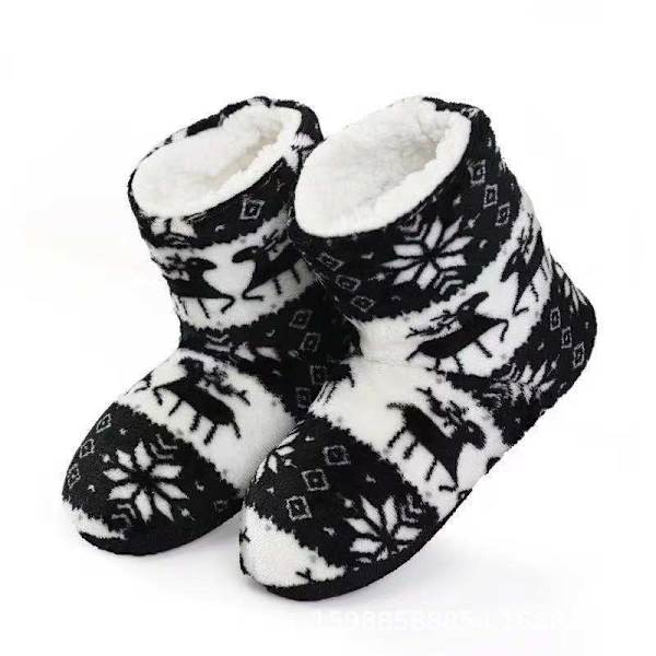 Julhjortstövlar för vuxna med korall printed inomhusstövlar black eur36-38