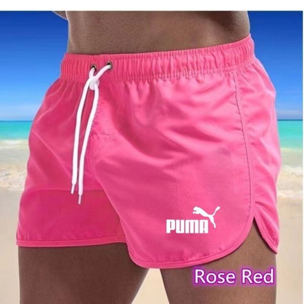 Flerfärgade sportshorts i strandpolyester med tre punkts puma Rose red L