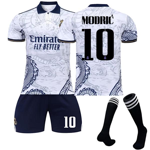 22-23 Real Madrid drakmönster hemmafotbollströja träningsdräkt MODRIC 10 MODRIC 10 Kids 24(130-140CM)
