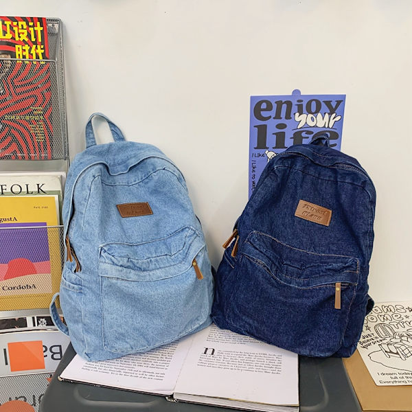Mode mjuk ryggsäck Student skolväska Ryggsäck Dark Blue
