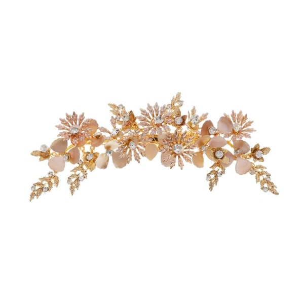 Brudpannband Blomma Tiara Krona GULD gold