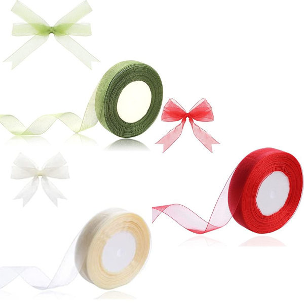 Organza Ribbon Rött Sheer Ribbon Grön