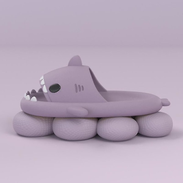 Shark Tofflor Halkfria duschtofflor Badrumstofflor Mjuka sommarsandaler för flickor och pojkar New V Purple 38 39