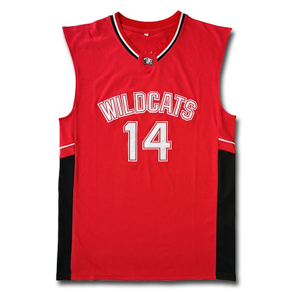 14 Zac Efron Troy Bolton East Wildcats Vintage baskettröja red 2XL