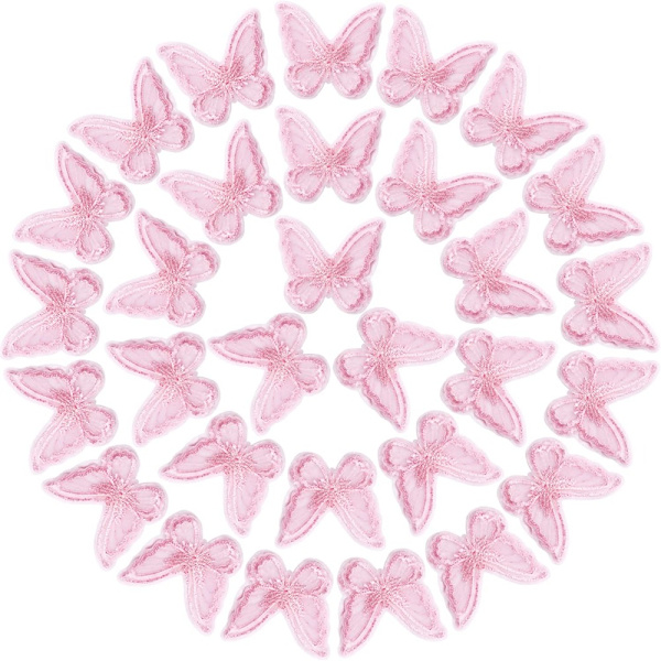 Dubbel fjärilsbroderiapplikation Rosa fjärilsfjäril
