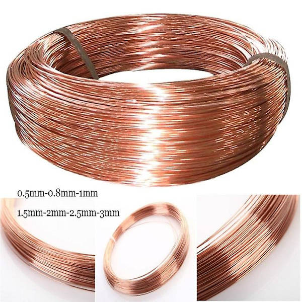 Längd 1/5/10meter Diameter 0,5/0,8/1/1,5/2/2,5/3mm Kopparlinje T2 Röd Koppartråd 99,90 % Linje Bar tråd 2mm x 1m